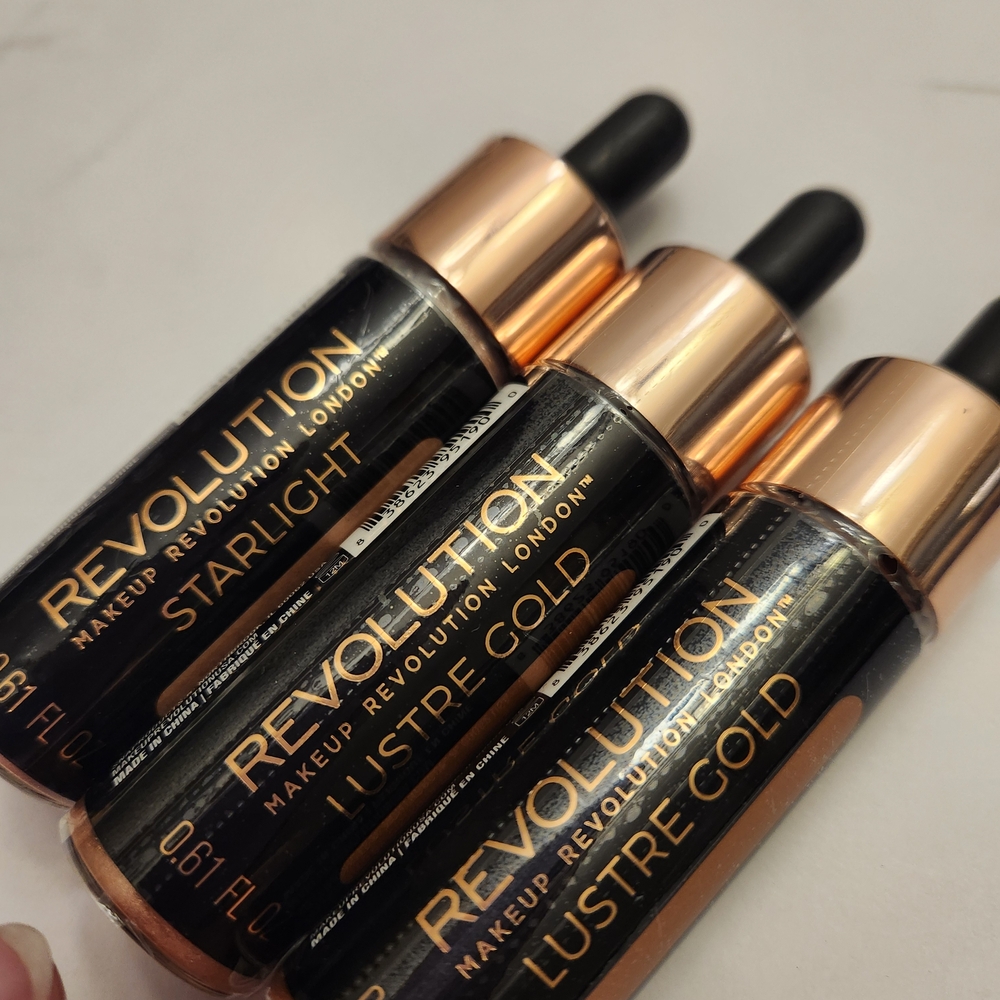 Makeup Revolution 2 Lustre Gold And 1 Starlight Liquid Highlighter